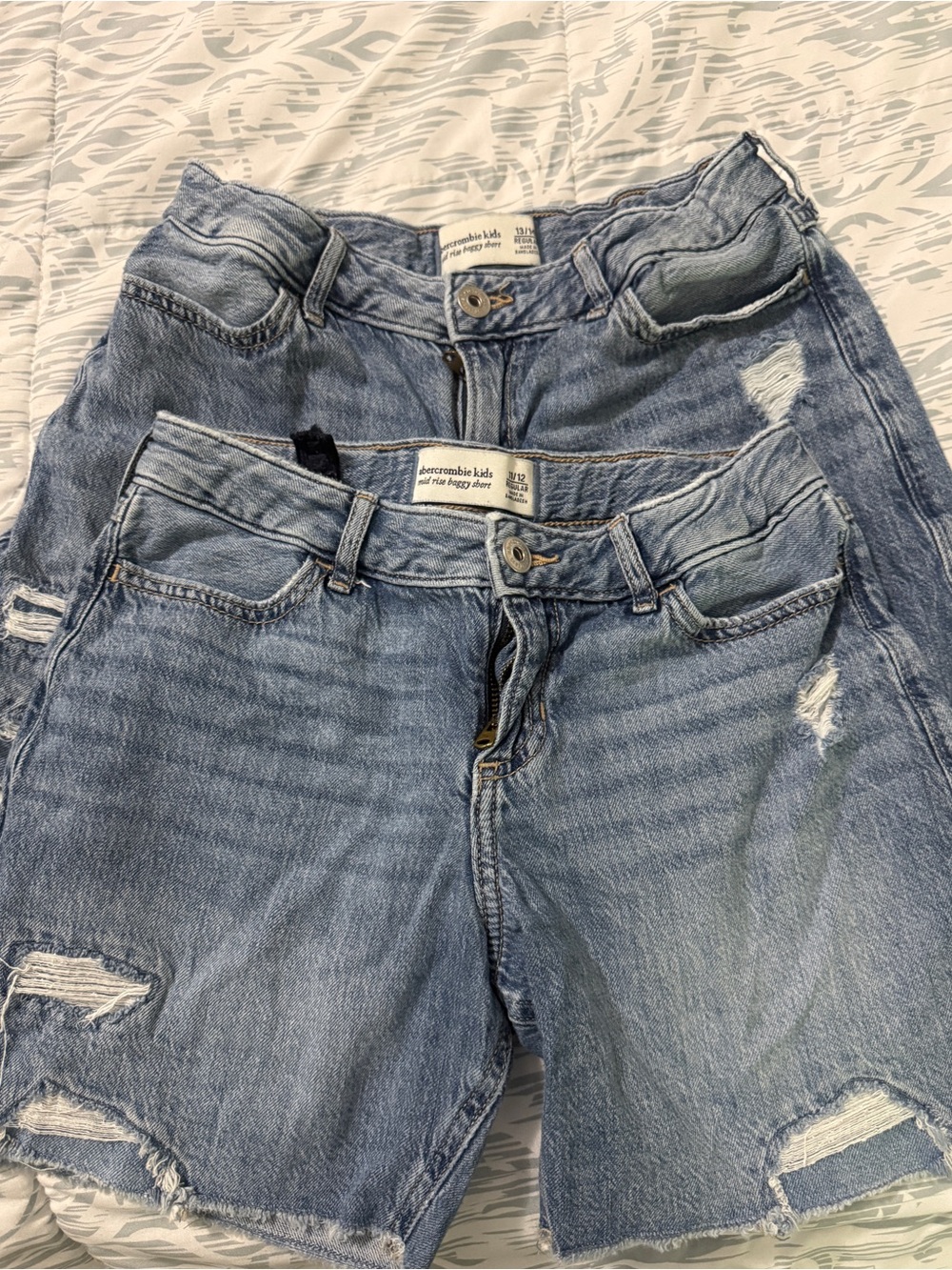 abercrombie kids girls  mid-rise baggy denim shorts